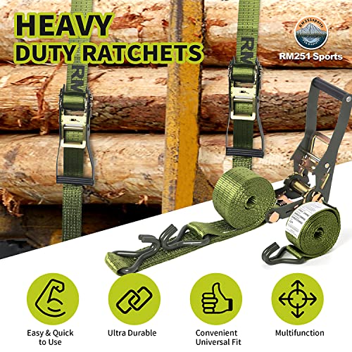 Ultimate Strength 2-Pack Ratchet Straps Heavy Duty 2" X 12' Coated J Hooks. Secure Cargo With 6600Lb Break Strength - Ideal For Trucks And Trailers #TOP5