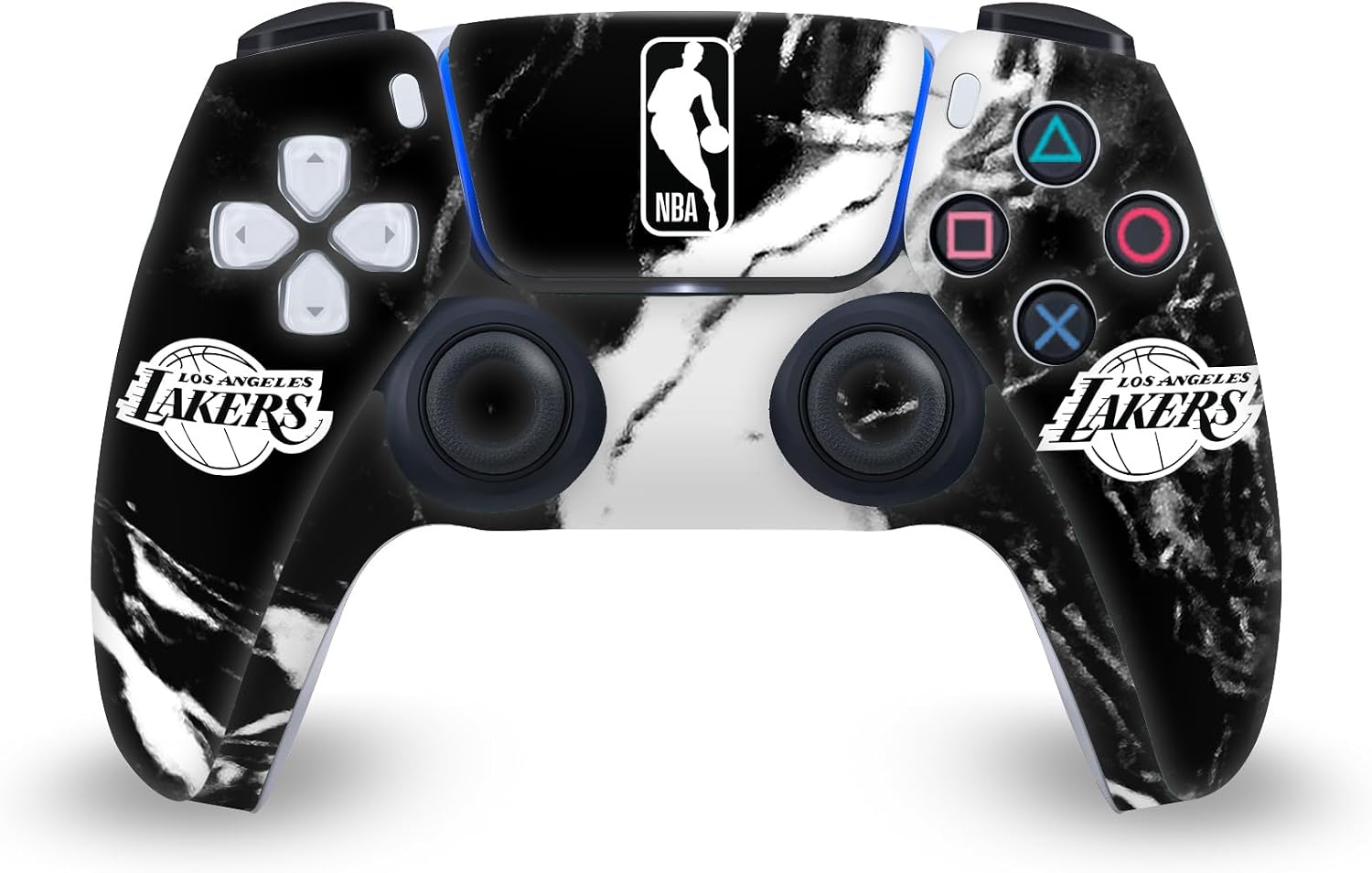 Head Case Designs Officially Licensed NBA Black Marble Los Angeles Lakers Vinyl Sticker Gaming Skin Decal Cover Compatible with Sony PlayStation 5 PS5 Pro Disc Edition Console & DualSense Controller