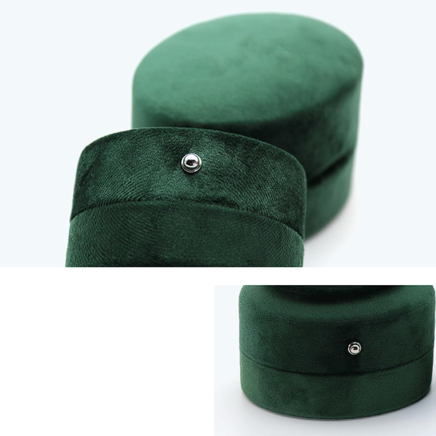 Dark Green Flannel Jewelry Box Set, Vintage Style Ring for Earring and Pendant Pearl Display Case