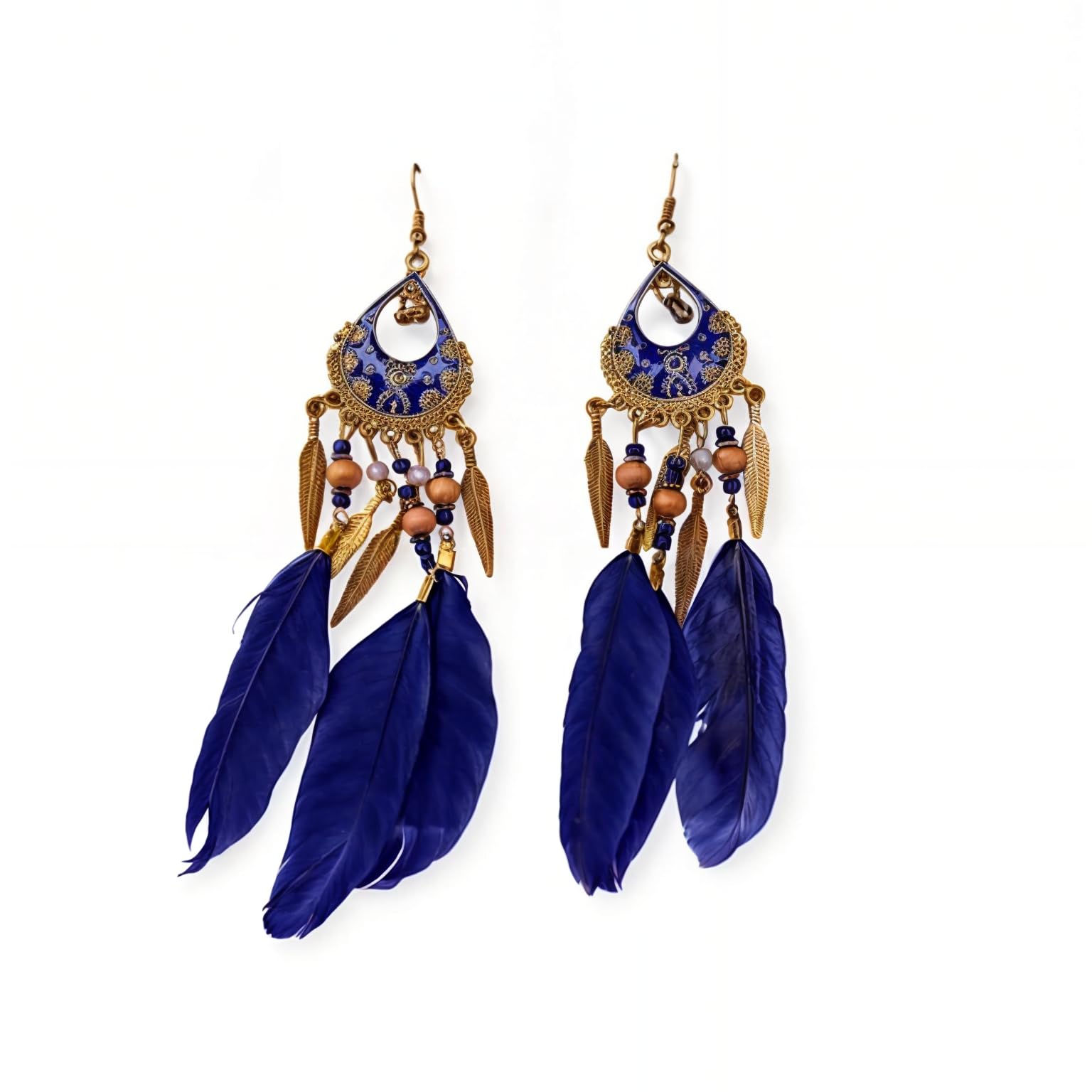 VATIYAANA JEWELS Earrings for Women & Girls | Long 1 Pair Feather Dangler Earrings | Alloy Non Precious Metal Stylish Ethnic Feather Tassel Earrings for Wedding (Royal Blue) (B0D2V2NH3W) Amazon Price History, Amazon Price Tracker