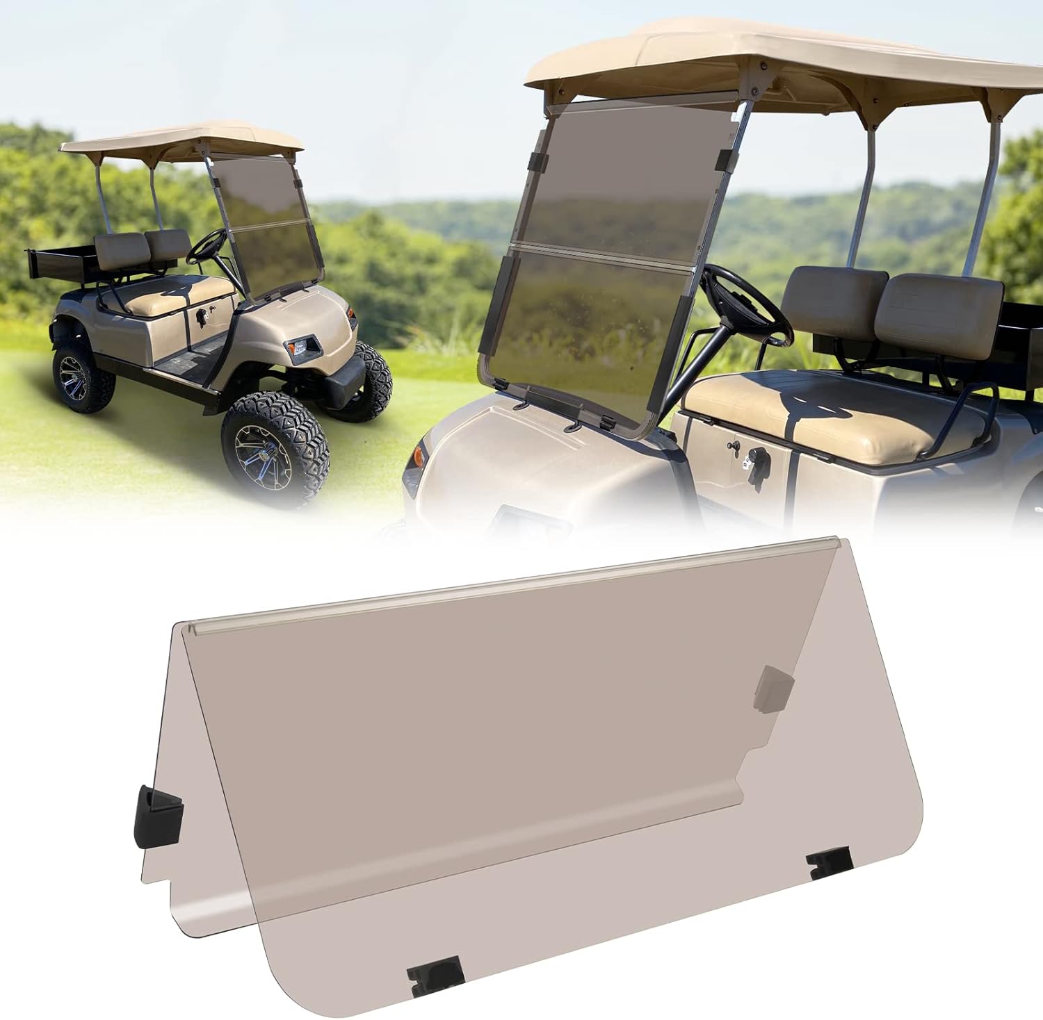 Tinted/Smoke for Yamaha Golf Cart Windshield G22 Models 2003-2006 Folding Down Windscreen Gas or Electric (Tinted)