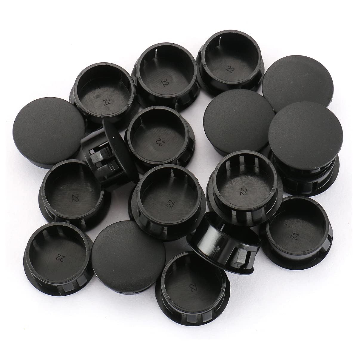 Bouchon de trou 22mm Baomain plastique noir pour obturer les panneaux percés
