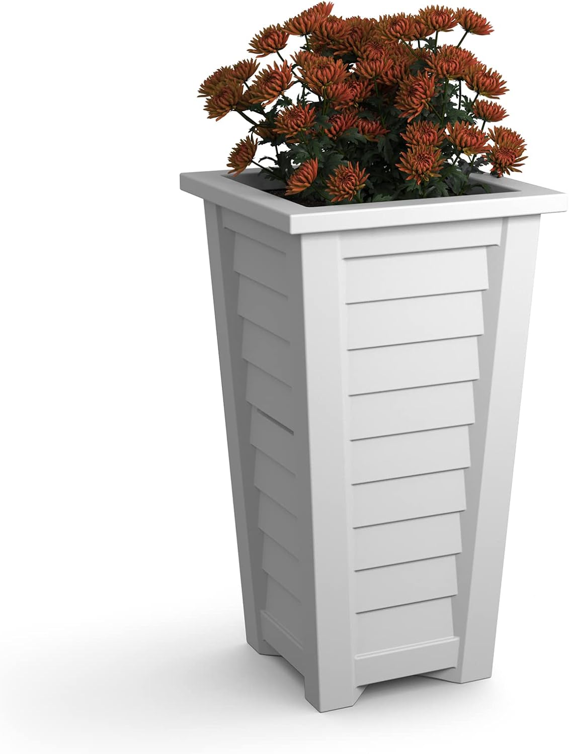 Mayne Lakeland 28in Tall Planter - White - 16in L x 16in W x 28in H - Polyethylene - Built-in Water Reservoir (5868-W)