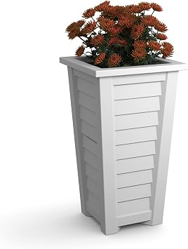 Mayne Lakeland 28in Self-Watering Tall Square Planter, White