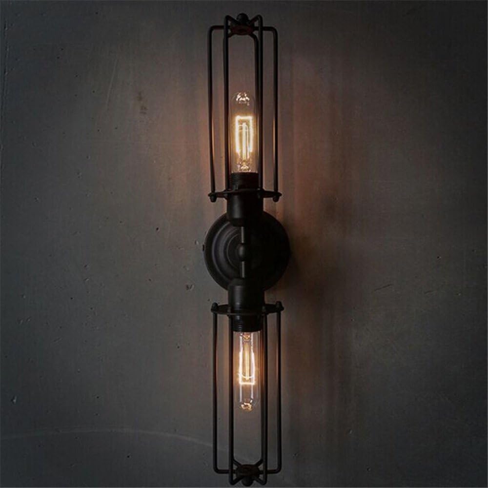 NAVIMC Black Antique Wrought Iron Wall Sconces Light Bedside Wall Lamp Decor Lighting Fixture(C)