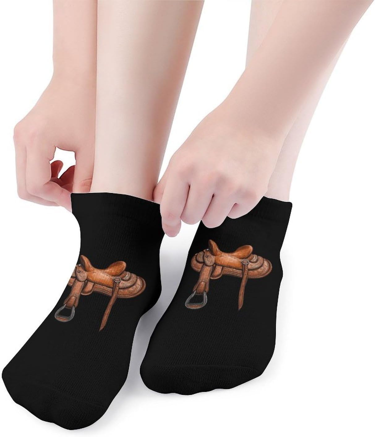 Vintage Saddle 5 Pairs Ankle Socks for Men Women No Show Low Cut Athletic Short Socks
