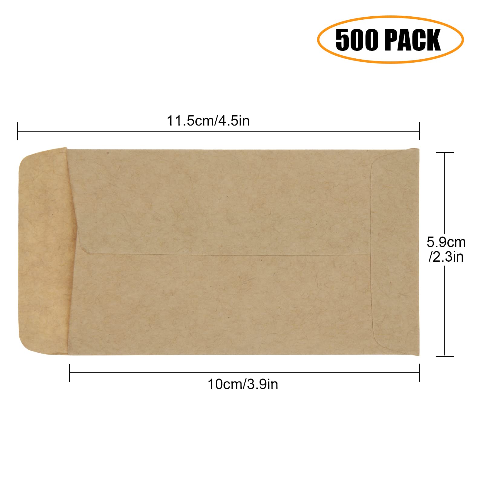 Lot de 500 petites enveloppes en papier kraft marron pour pièces de monnaie, petites pièces pour emballer ou ranger de petits articles graines, pièces de monnaie, notes, perles (6 x 10 cm)