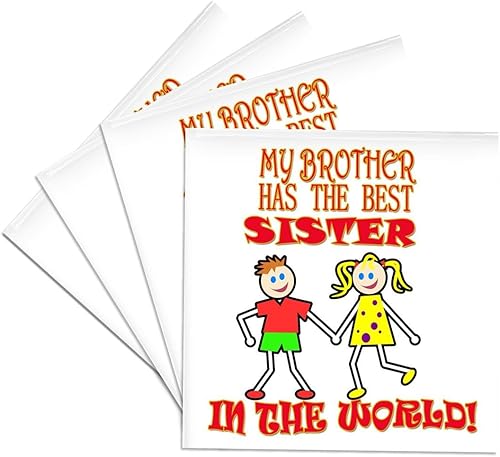 3dRose My Brother Has The Best Sister in the World. Citas divertidas. Populares - Posavasos de azulejos de cerámica, juego de 4 (CST_218180_3)