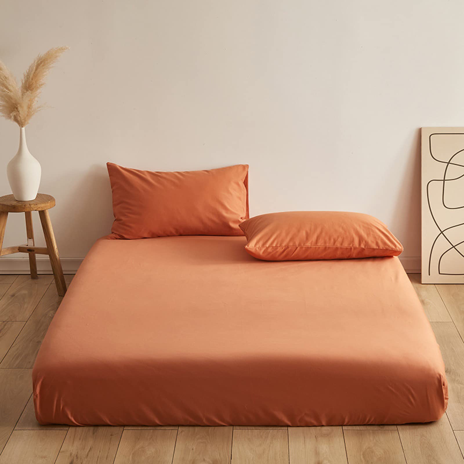 Dopasowane prześcieradła Podwójne bawełniane prześcieradło 180X200 + 25 cm Bawełniane podwójne prześcieradło, 100% długie odcinkowe bawełniane prześcieradło Podwójne, luksusowe satynowe podwójne prze