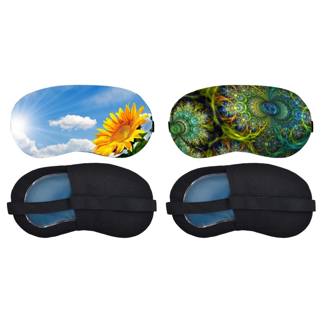 Sunflower Blue Sky, Psychedelic Fractal Sleeping Mask Combo, Soft Comfortable Light-Blocking Eye Cover for Women, Men & Kids, Reusable Blindfold for Night Sleep, Nap, Travel (Pack of 2)-image-48