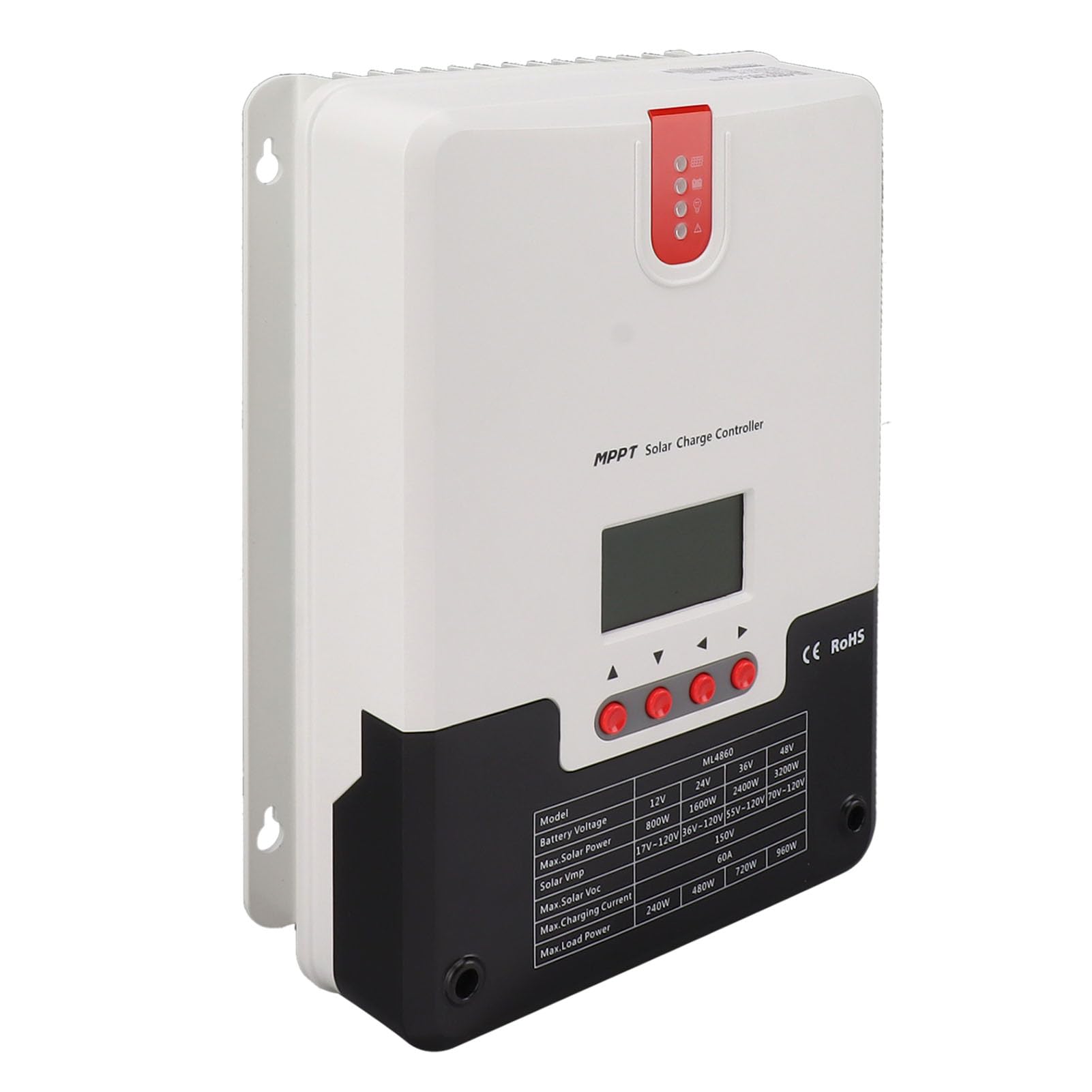 Regulator Panelu Słonecznego, 60A MPPT Słoneczny Sterownik ładowania Słonecznego 12V 24 V 36V 48V Panelu Słonecznego Regulator Akumulatora 4 -stopniowe Wyświetlacz LCD, Kontrolery Energii
