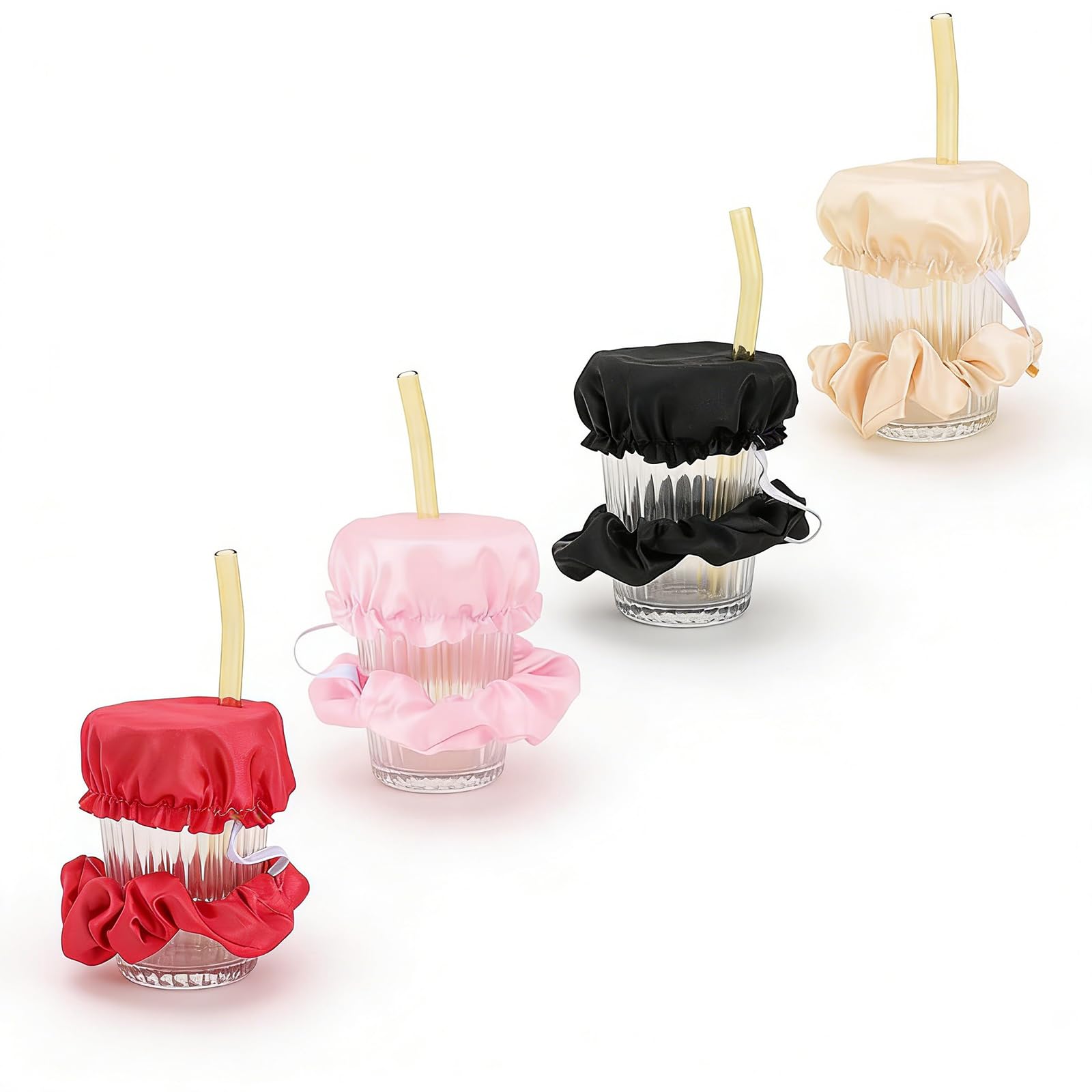 4 PCS Anti Spike Drink Covers,Cup Can Drinks Mug Protector Scrunchie Straw,Dustproof,Universal,Anti Drug Spike Drink Protection Bottle Cap for Girls Bar Club Party (Colorful)
