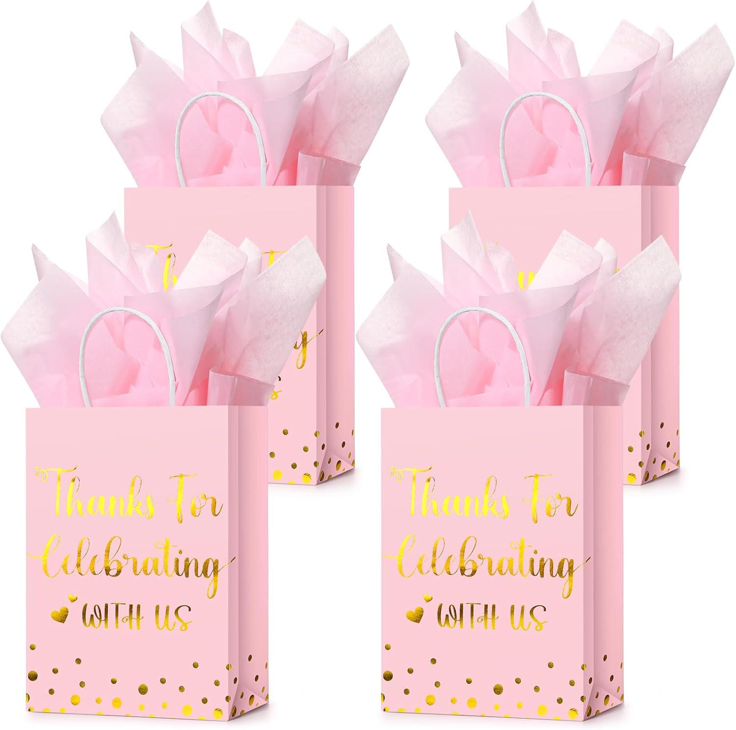 24 Pcs Wedding Gift Bag with Tissue Paper Thanks for