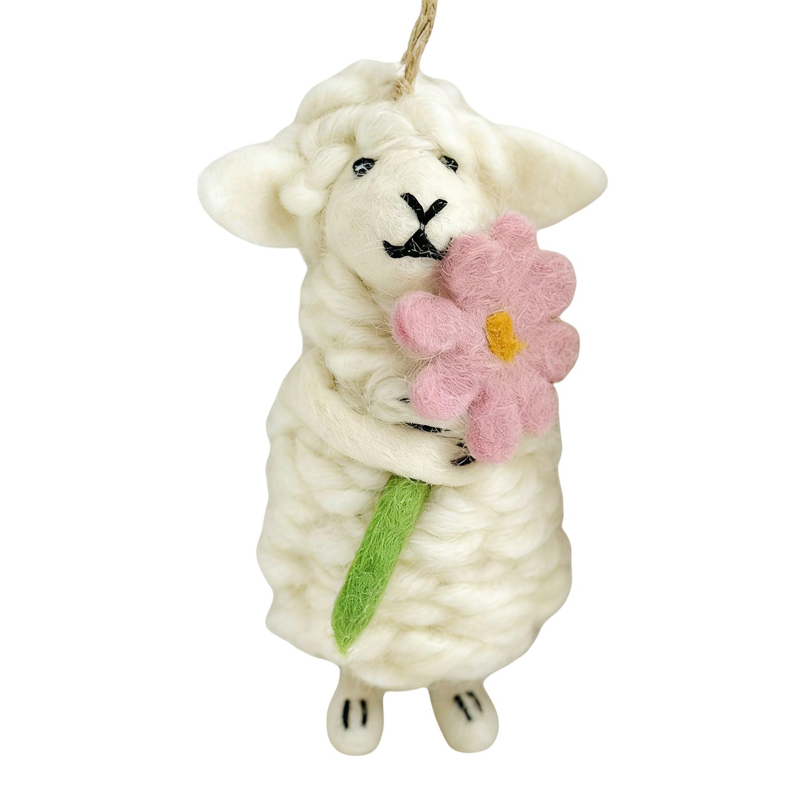 ZEPFJHE Crochet Flower Keychains Purse Bag Accessories Charm Car Keyrings Valentines Gift Sheep Keychain Women Crochet Flower Sheep Keychain