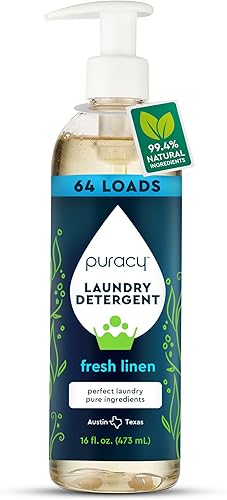 Puracy Detergente para ropa – Detergente líquido alimentado por enzimas, detergente natural para ropa visto en TikTok, no tóxico (lino fresco, 16