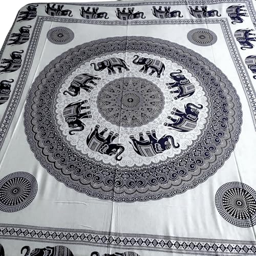 Genérico Toalla para Playa grande XXL- Diseño Mandala de la India- Antiarena-Multiusos Picnic, Toalla, Pareo, sábana, Yoga, Tapiz- 100% algodón, 230cm x 210cm, Ligero-facil de Llevar (Negro)