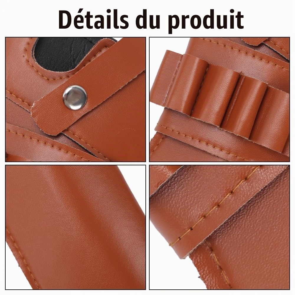 Étui Revolver en Cuir, Holster Pistolet Transport Ceinture Dissimulé Étui Pistolet de Cowboy Occidental Réglable avec Pochette à Balles pour la Chasse en Plein Air Halloween