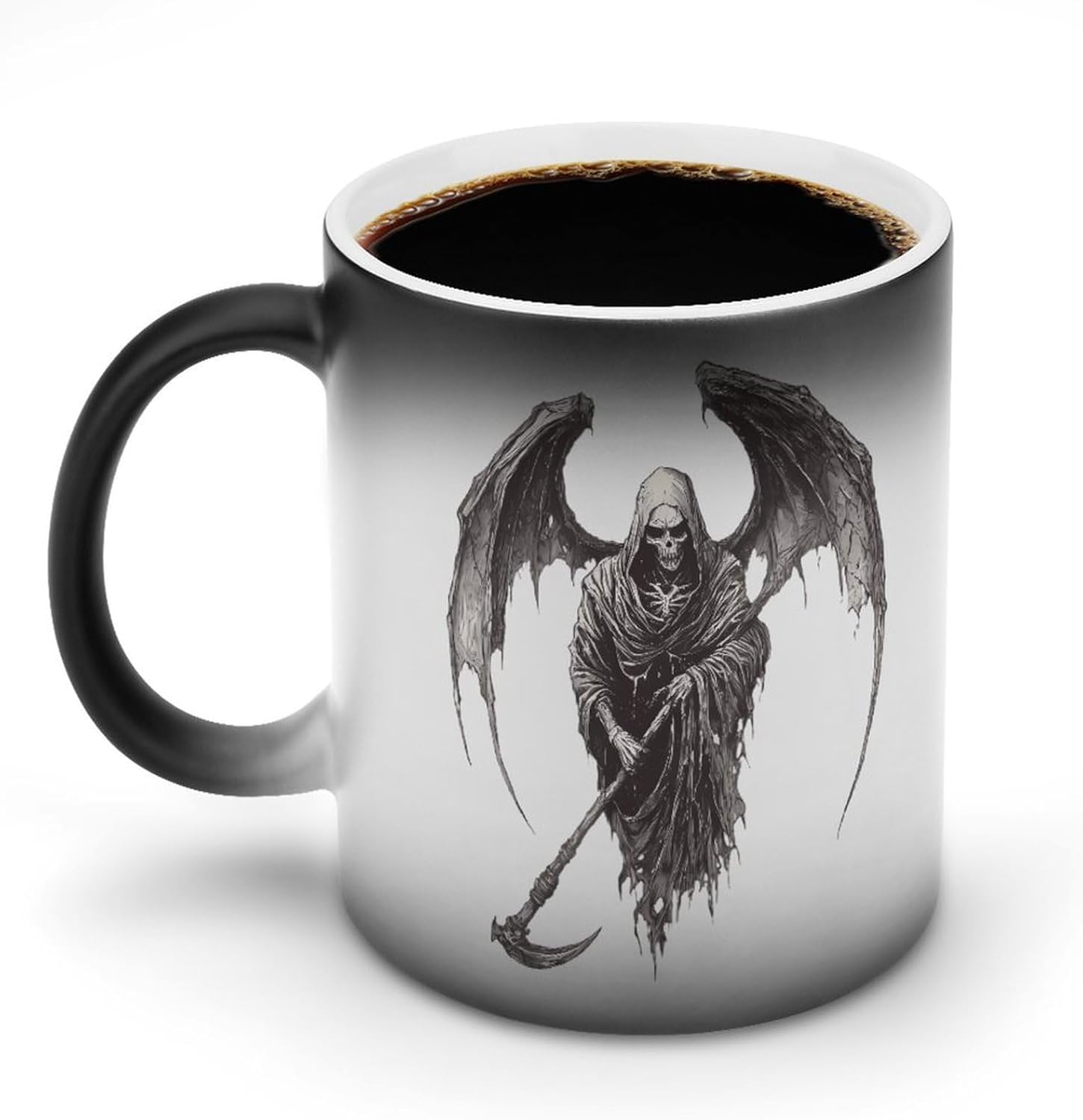 Grims Reapers with Scyth Color Changing Mug Heated Ceramic Cup Heat Sensitive Coffee Mug Fun Gift