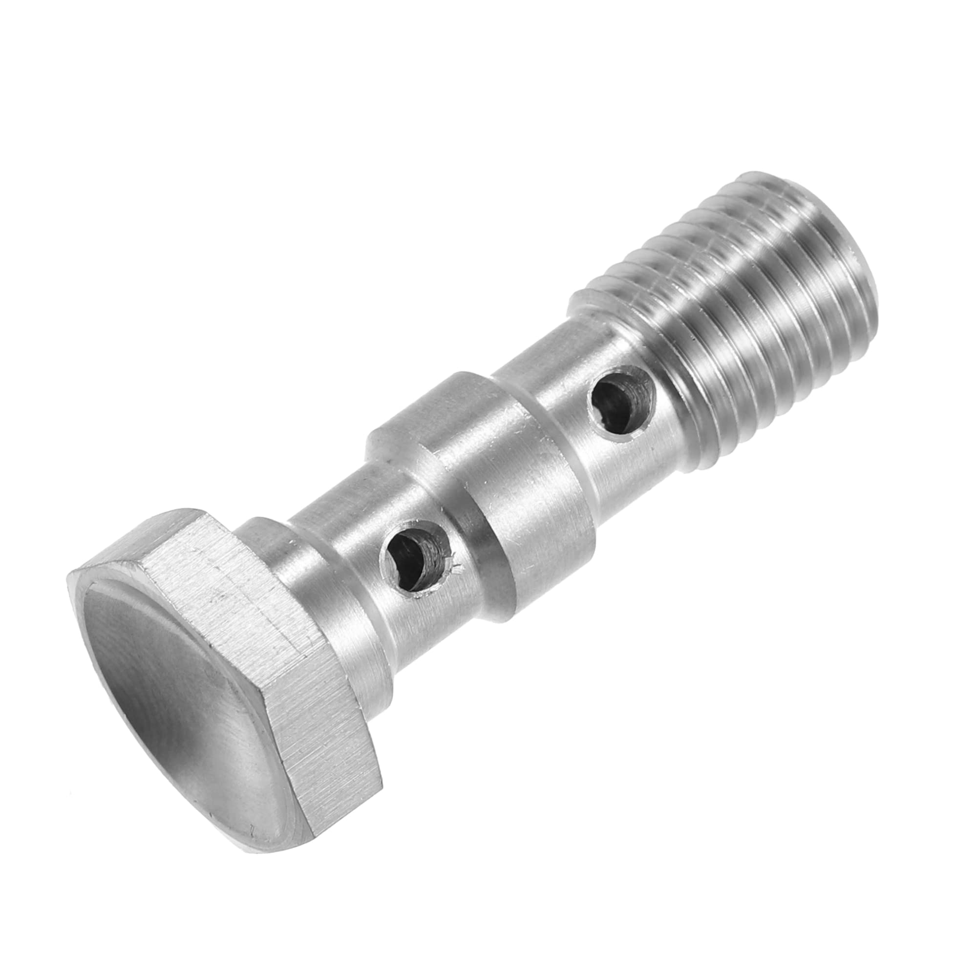 X AUTOHAUX Lot de 2 boulons de banjo en acier inoxydable AN3 filetage 3/8-24 avec rondelles en cuivre Double boulon banjo Longueur 31 mm