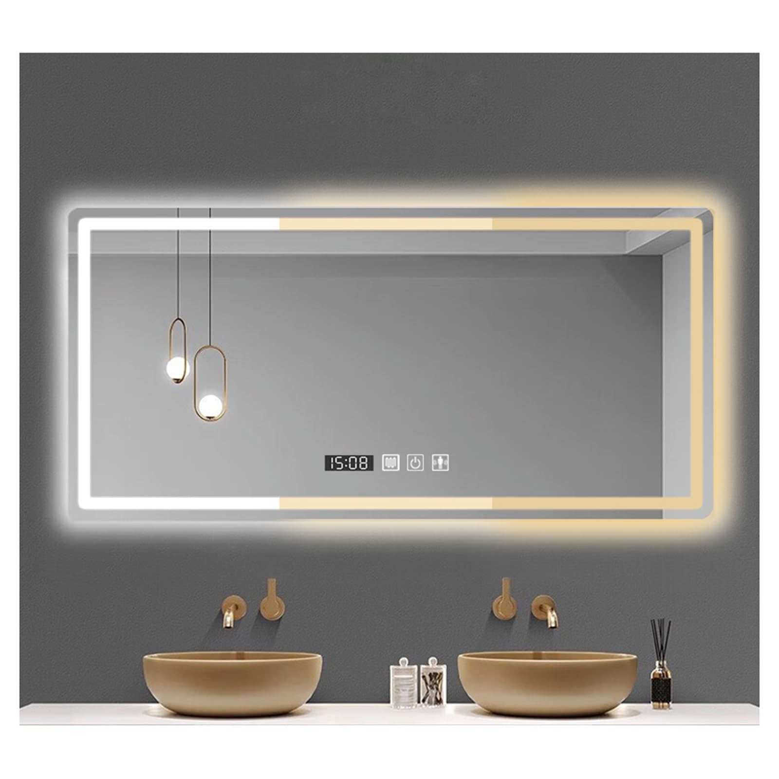 Miroir mural intelligent LED salle de bain 60x80cm anti-buée