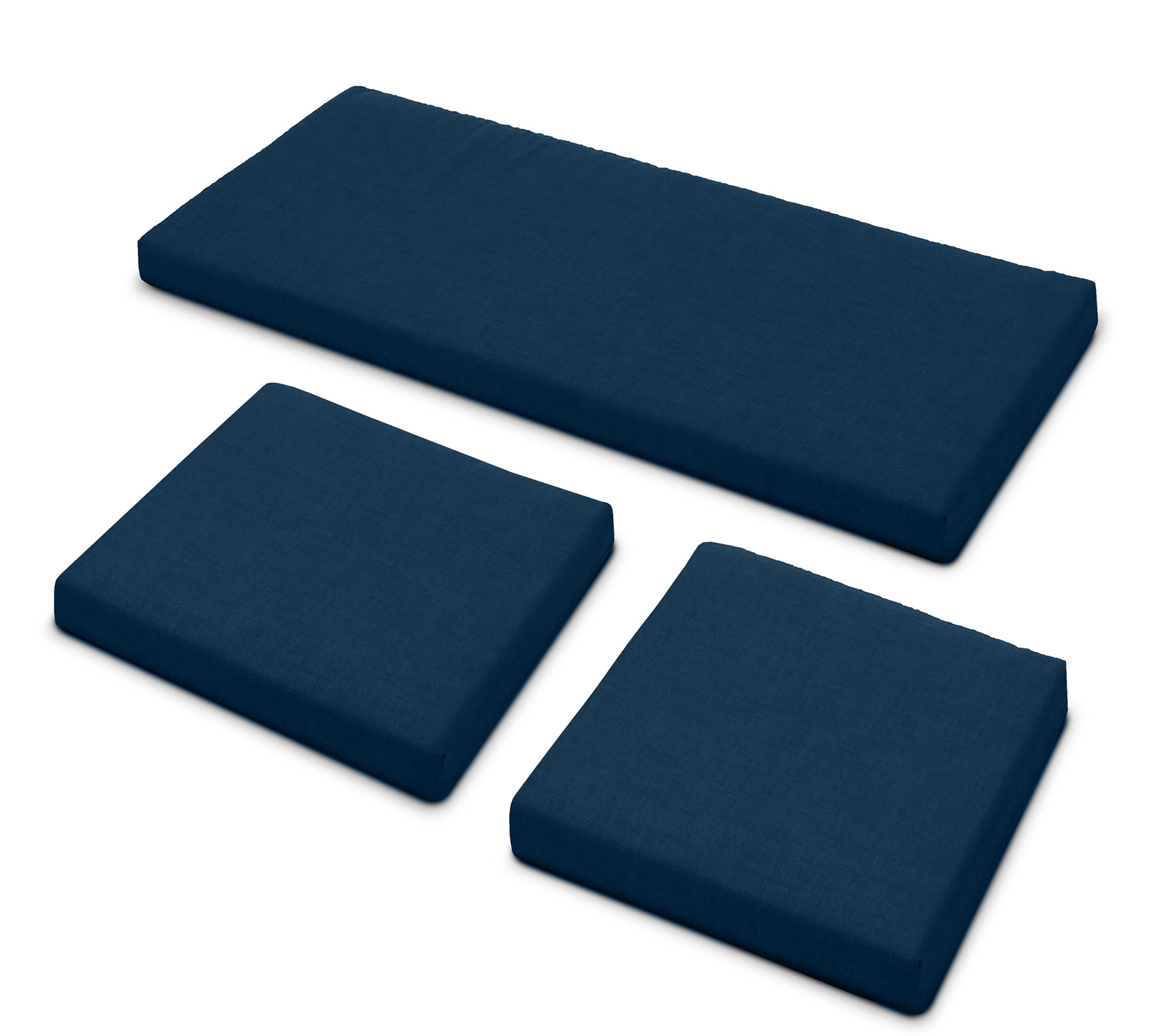 Sapphire Collection 3 Pieces Replacement Cushions Set for Rattan Chairs Sofa Patio Garden Outdoor Furniture - Water Resistant, Lightweight, and Durable - Multiple Colors Available (Navy)