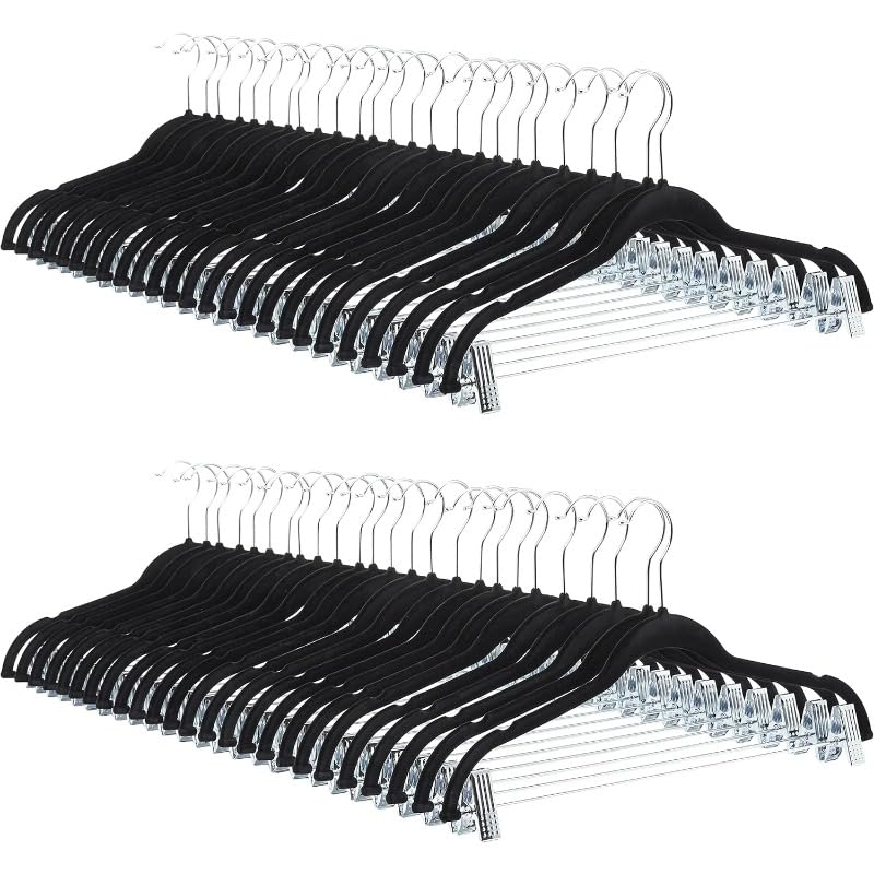 Perchas de Terciopelo Antideslizantes for Faldas con Pinzas (Paquete de 50)