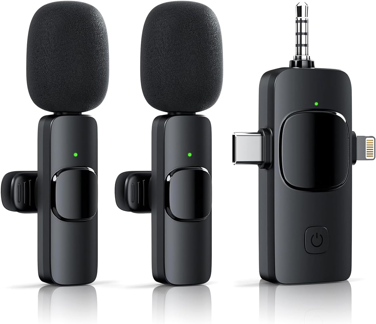 WAYVOSE 3 in 1 Wireless Lavalier Microphone for iPhone Android Camera USB-C, Noise Canceling Wireless Mini Microphone for YouTube,TikTok,Video Recording,Interviews,Game Live Streaming,Vlog