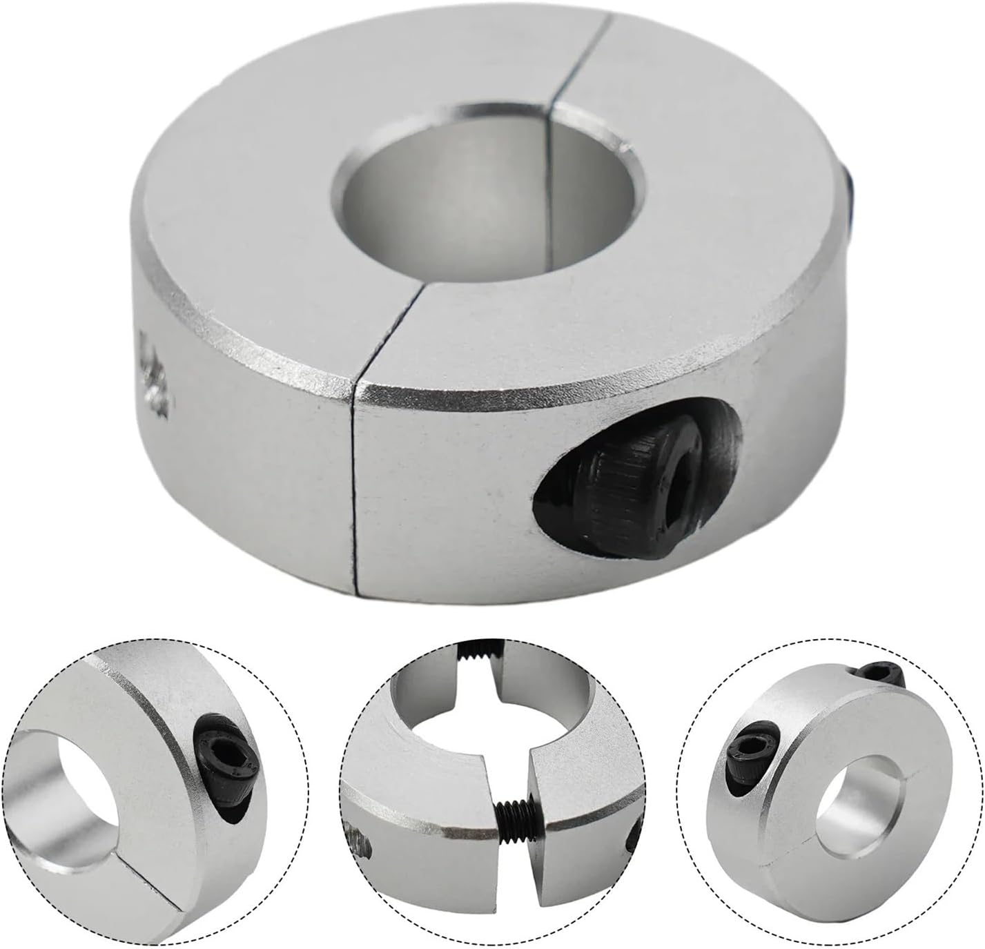 Double Split Clamp-On Shaft Collar， Aluminum Alloy Fixed Rings Single Split Shaft Collar Clamp Multiple Sizes(16mm)