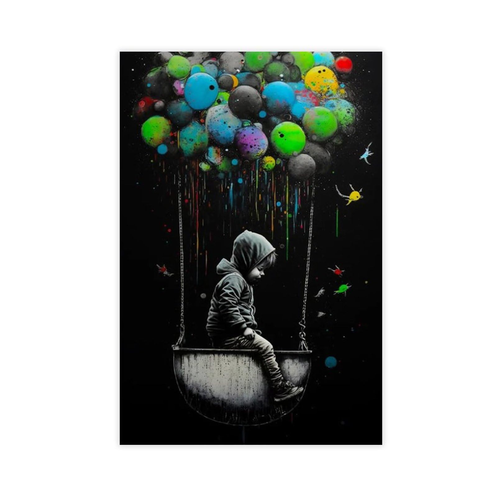 GQVCJSW Banksy Balloon And Child,child Room Art Canvas Poster Wall Art Decor Print Picture Paintings for Living Room Bedroom Decoration 12x18inch(30x45cm)