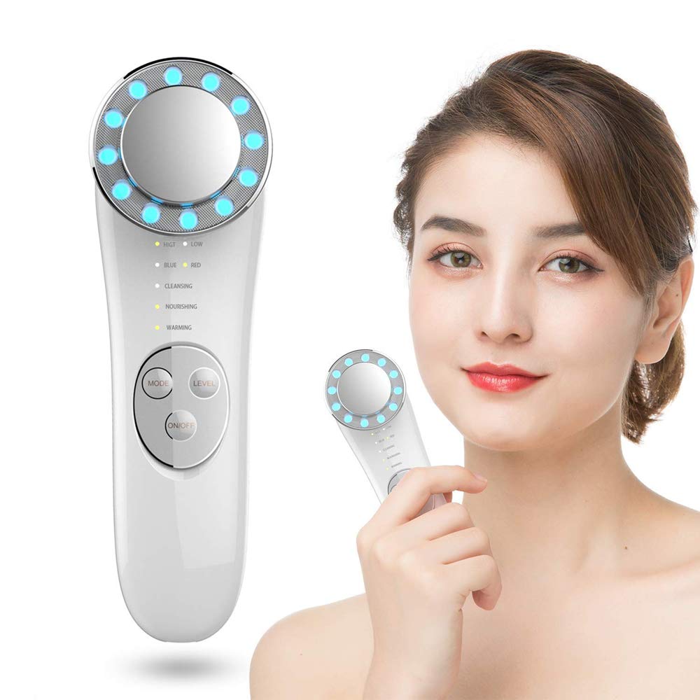 Sichun Facial Massager - 7 in 1 Face Cleaner Lifting Machine - High Frequency Machine - Promote Face Cream Absorption - LED Blue & Red Light Wave - Lift & Firm Tighten Skin Wrinkles - Skin Care Tools