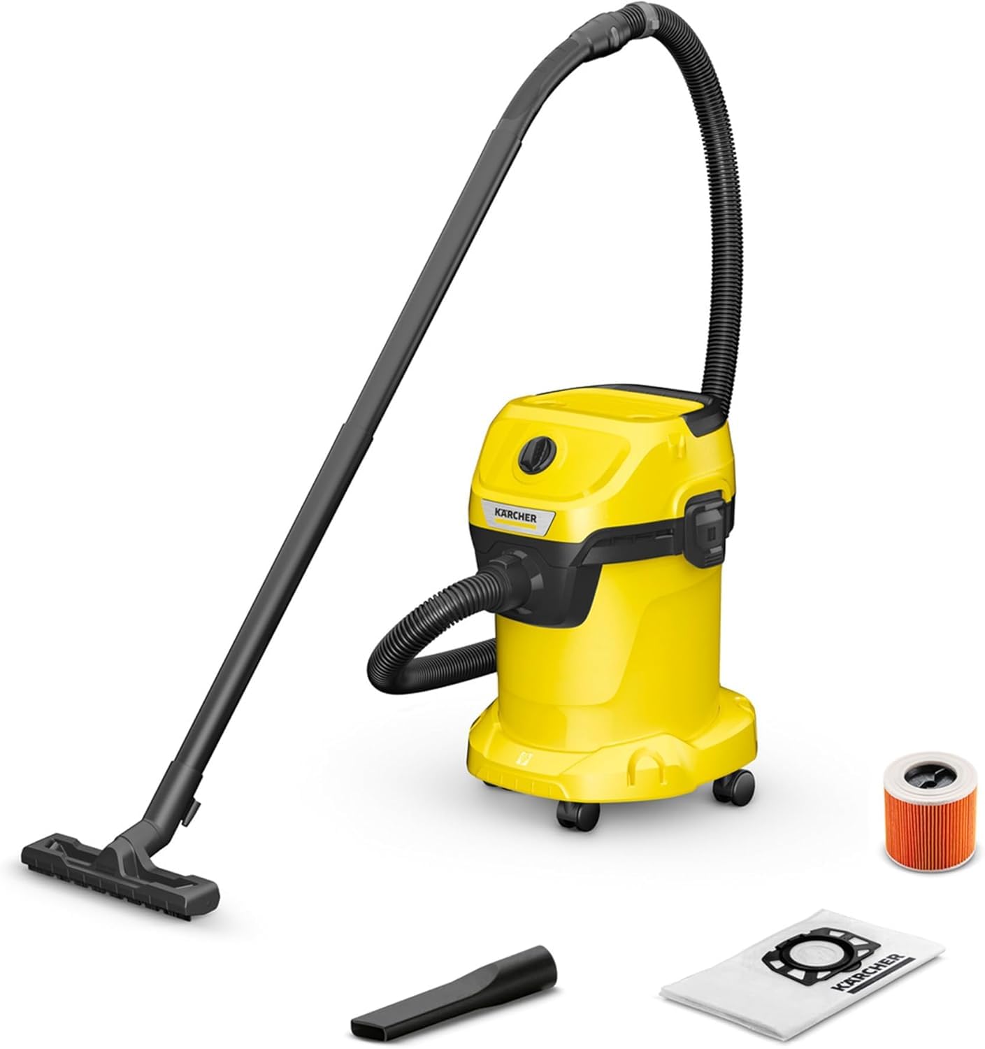 Karcher WD 3 V-17/4/20 odkurzacz na mokro i sucho, w zestawie filtr, worek z włókniny, 1000 W, pojemnik z tworzywa sztucznego: 17 l, wąż ssący: 2 m i przechowywanie węża, funkcja dmuchania