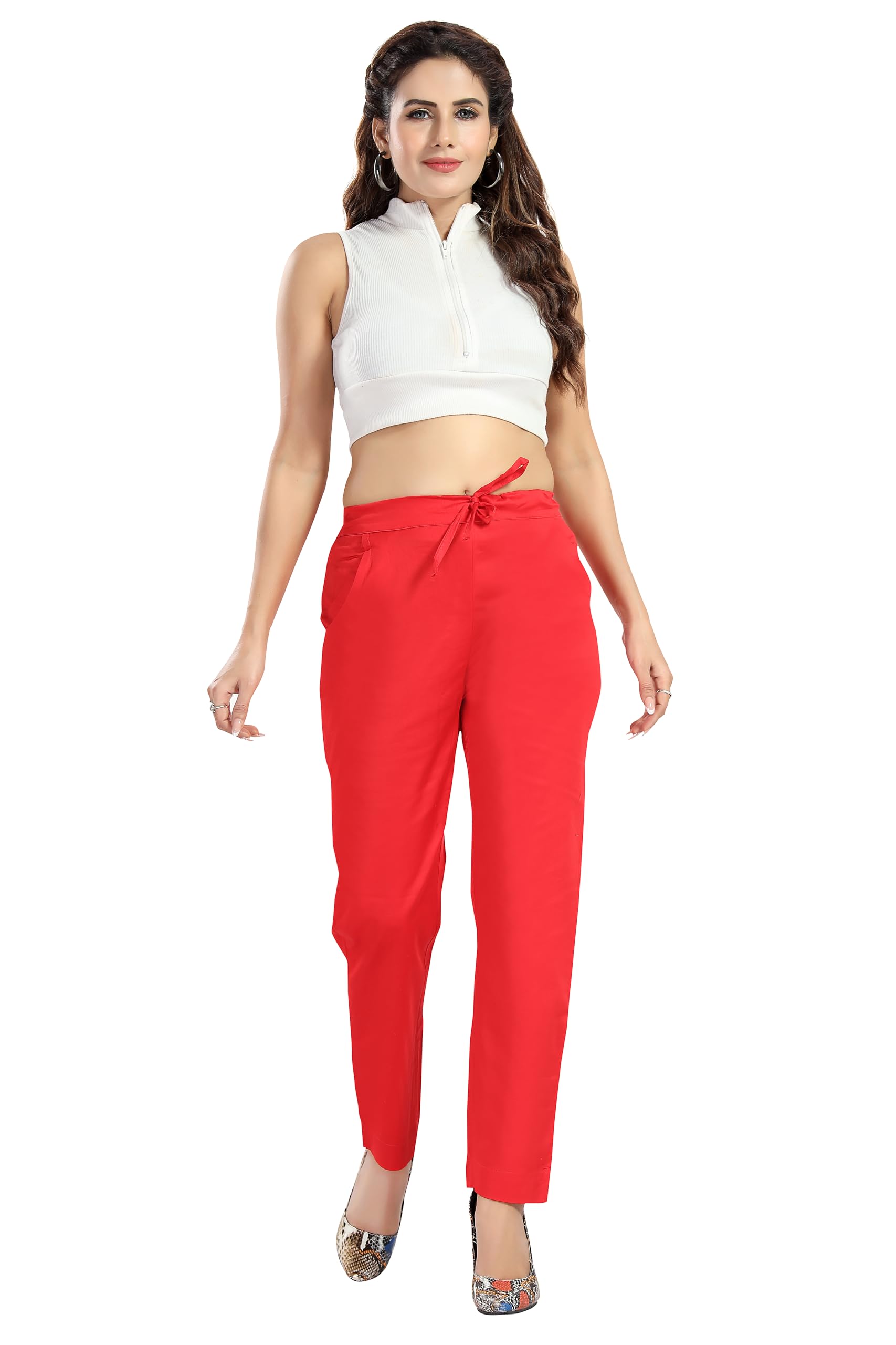 gemini Women's Plain Kurti Pants | Cotton Lycra 4-Way Stretch Knitted Fabric-picture-24