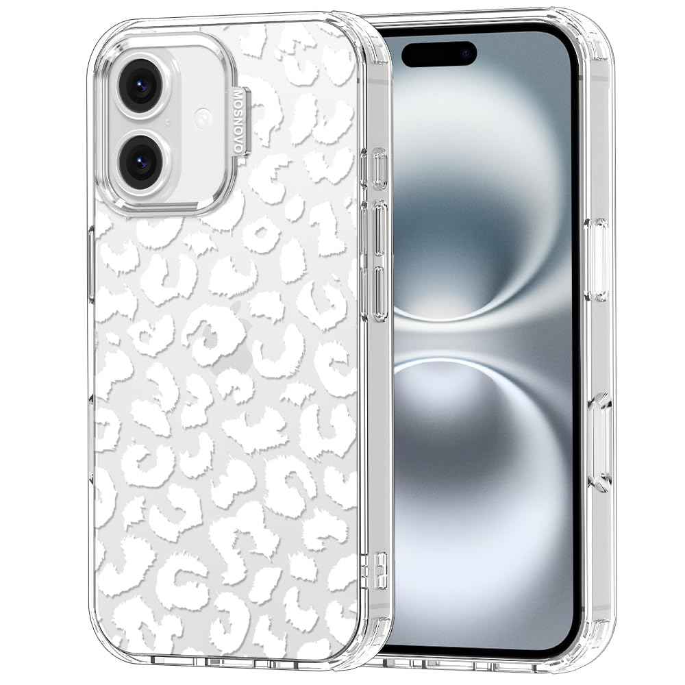 MOSNOVO Case for iPhone 16, [Buffertech 6.6ft Military-Grade Drop Protection] [Anti Peel Off Tech] Clear TPU Bumper Phone Case Cover Design - White
