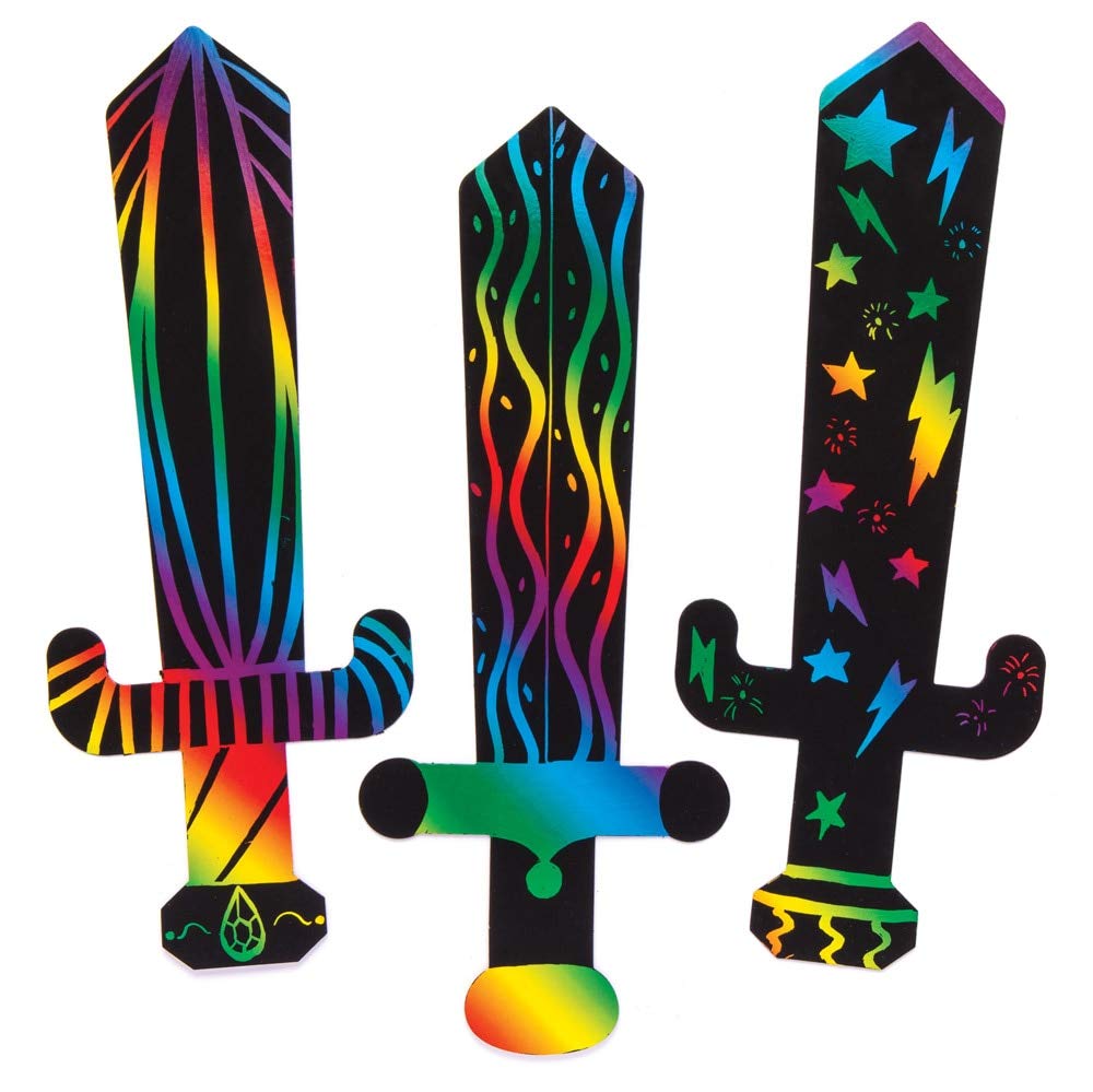 Baker Ross-AW656 Scratch Art Swords (Pack of 6), Black