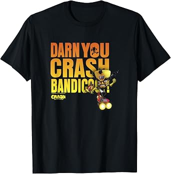 Crash Bandicoot Dr. Neo Cortex Darn You Crash Bandicoot Logo T-Shirt, Men, Black, Small