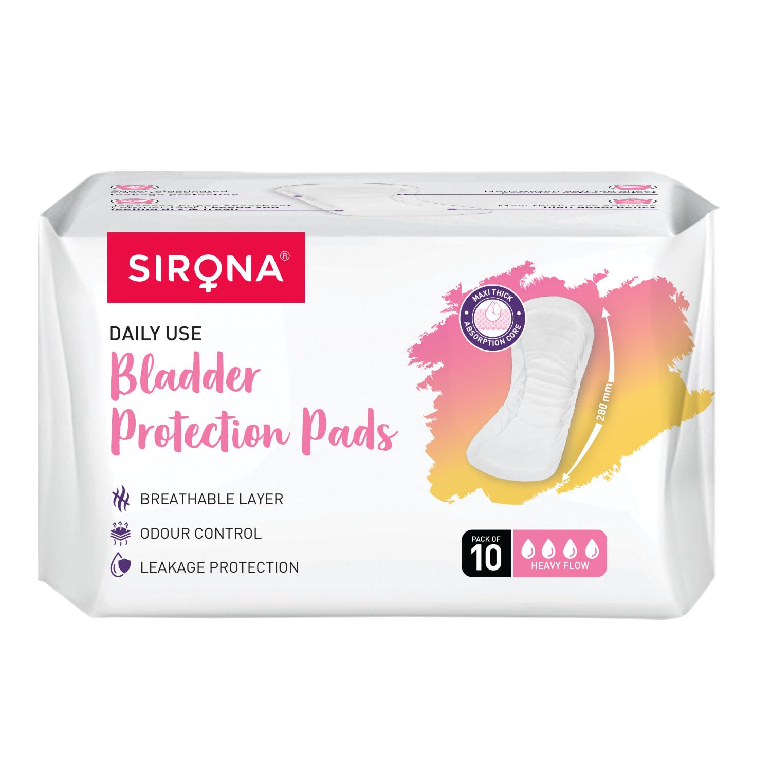 Sirona Incontinence, Bladder Control & Postpartum Pads for Women, Maximum Absorbency, Long Length, Leakage Protection - 10 Count (Pack of 1) (B0CTTQJQZ5) Amazon Price History, Amazon Price Tracker