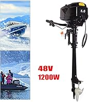 Vista 9 de Motor fuera de borda eléctrico de 48 V 1200 W, motor de 5 hélice de pesca para barco de arrastre para barcos inflables, canoas y barcos de pesca