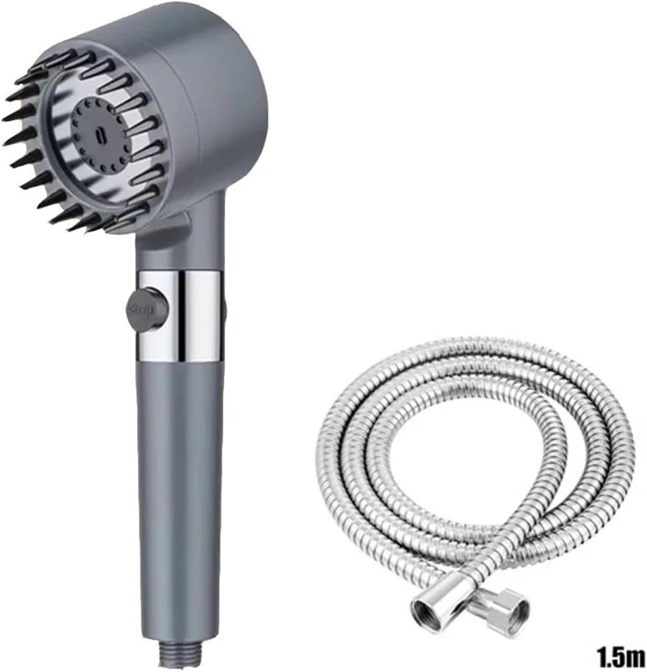 Three Speed Adjustment Bathroom Supplies Head Massage Portable Shower Filter Showers，Compatible For Accessories Showerhead Items(Grey suit C)