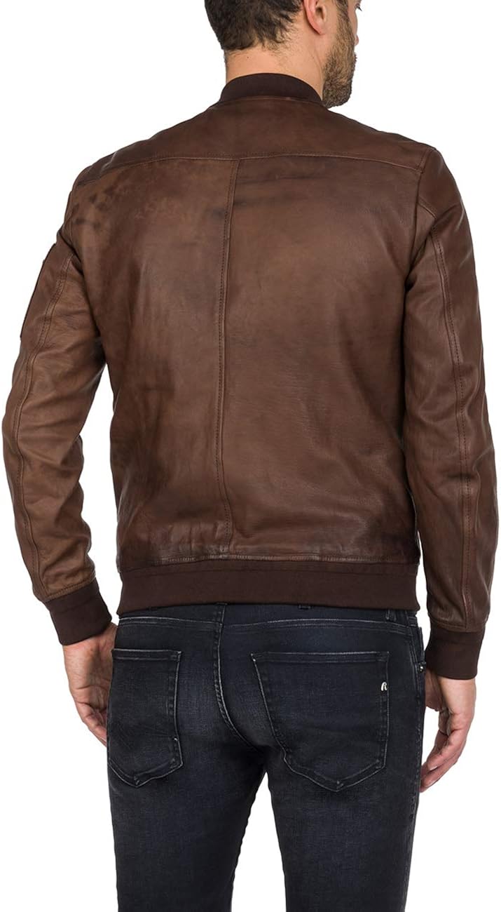 replay leather bomber jacket