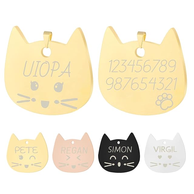 Uiopa Chapas para Gatos, Personalizado Etiquetas de Identificación de Acero Inoxidable para Gato Chapa Perro…