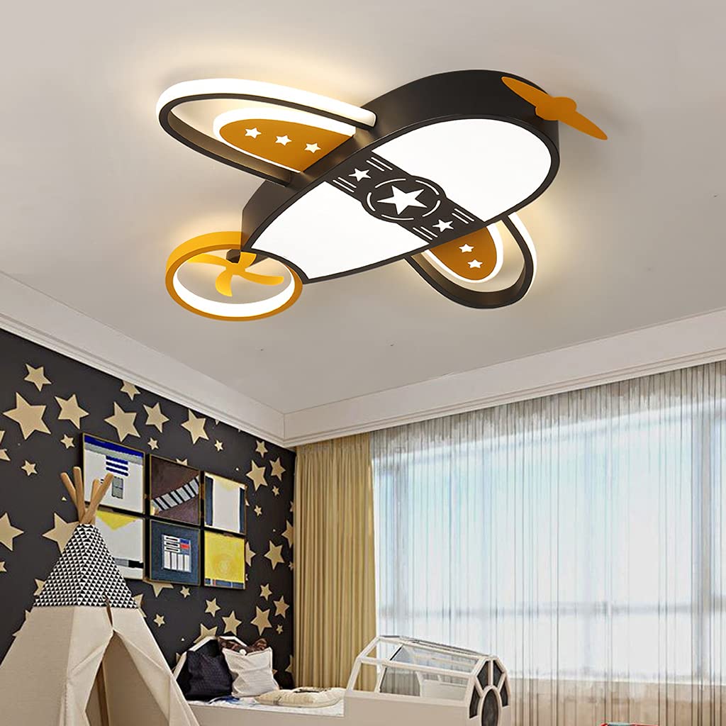 Lampe De Plafond Pour Chambre D'enfant, Plafonnier à LED Avec Télécommande Design D'avion Créatif Abat-jour Acrylique Lustre Pour Filles Garçon Chambre Salon Chambre D'enfants éclairage (Blue,62CM)