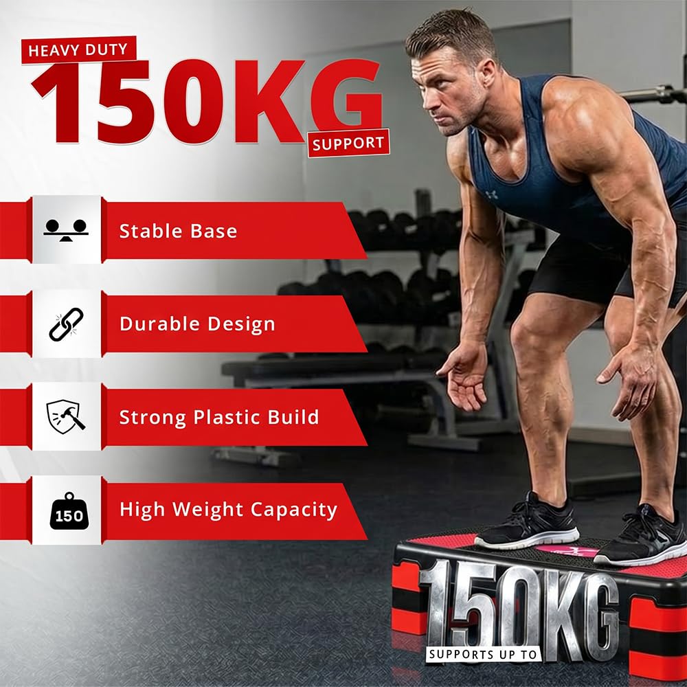 Maxstrength aérobic Stepper Cardio Fitness Step Board-3 niveaux Home Gym exercice Bloc