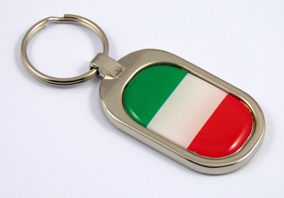 Car Chrome DecalsItaly Flag Key Chain metal plated keychain key fob keyfob Italia italian