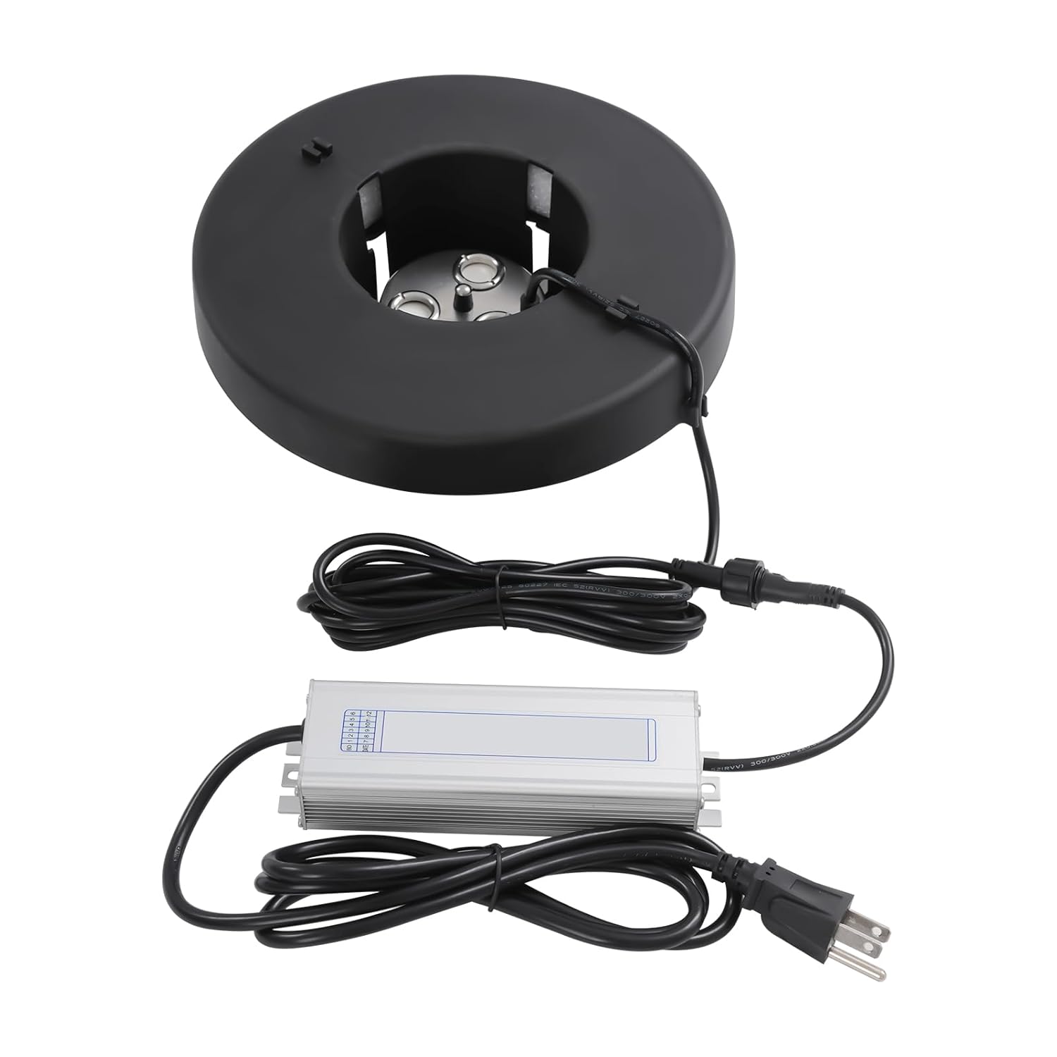 3-Head Mist Maker with Waterproof Power Supply & Floating Device, Pool Pond Fogger for Outdoor Water Features, US Standard, Decorative Cooling for Homeowners