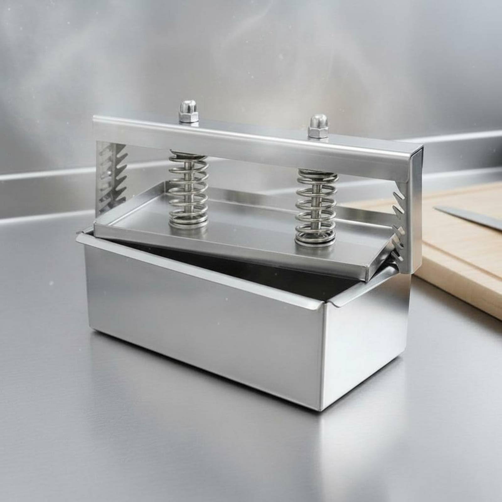 Prensadora para Carne de Acero Inoxidable Molde de Acero Inoxidable para Carne Antiadherente para Cocineros Caseros, 1KG, Apertura Lateral