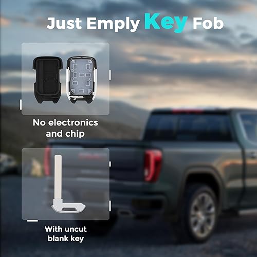 Miniatura 3 de Funda para llavero GMC Sierra 1500 2019 2020 2500HD 3500HD, para Chevy Silverado 2019-2021 reemplazo de funda de llavero, 5 botones vacíos sin chip