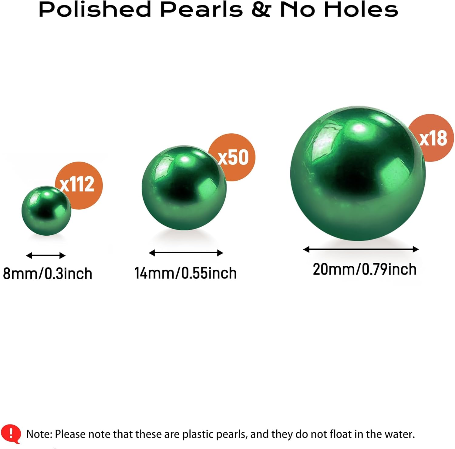 180PCS Green Beads for Centerpieces Vases, No Hole Polished Pearl Makeup Beads Mixed 8/14/20mm Sizes, Pearl Vase Fillers Table Scatters for Party Wedding Decor - Image 2