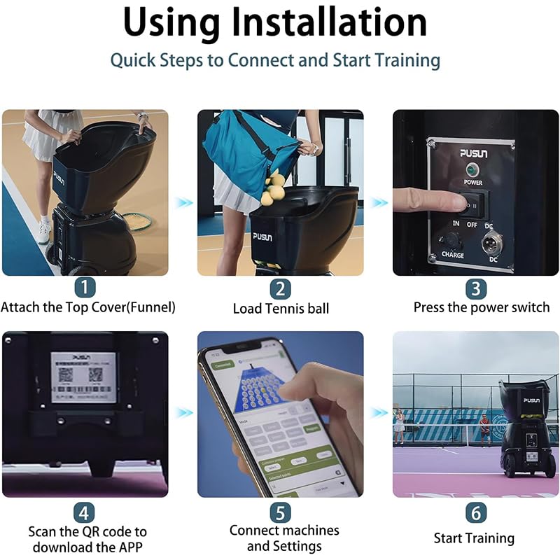 PUSUN PT Smart Pro - Macchina portatile per palline da padel con 110+palline con batteria 4-6H, portata 26 m, app/telecomando | Velocità di avanzamento regolabile e angolo di servizio | Pro Training