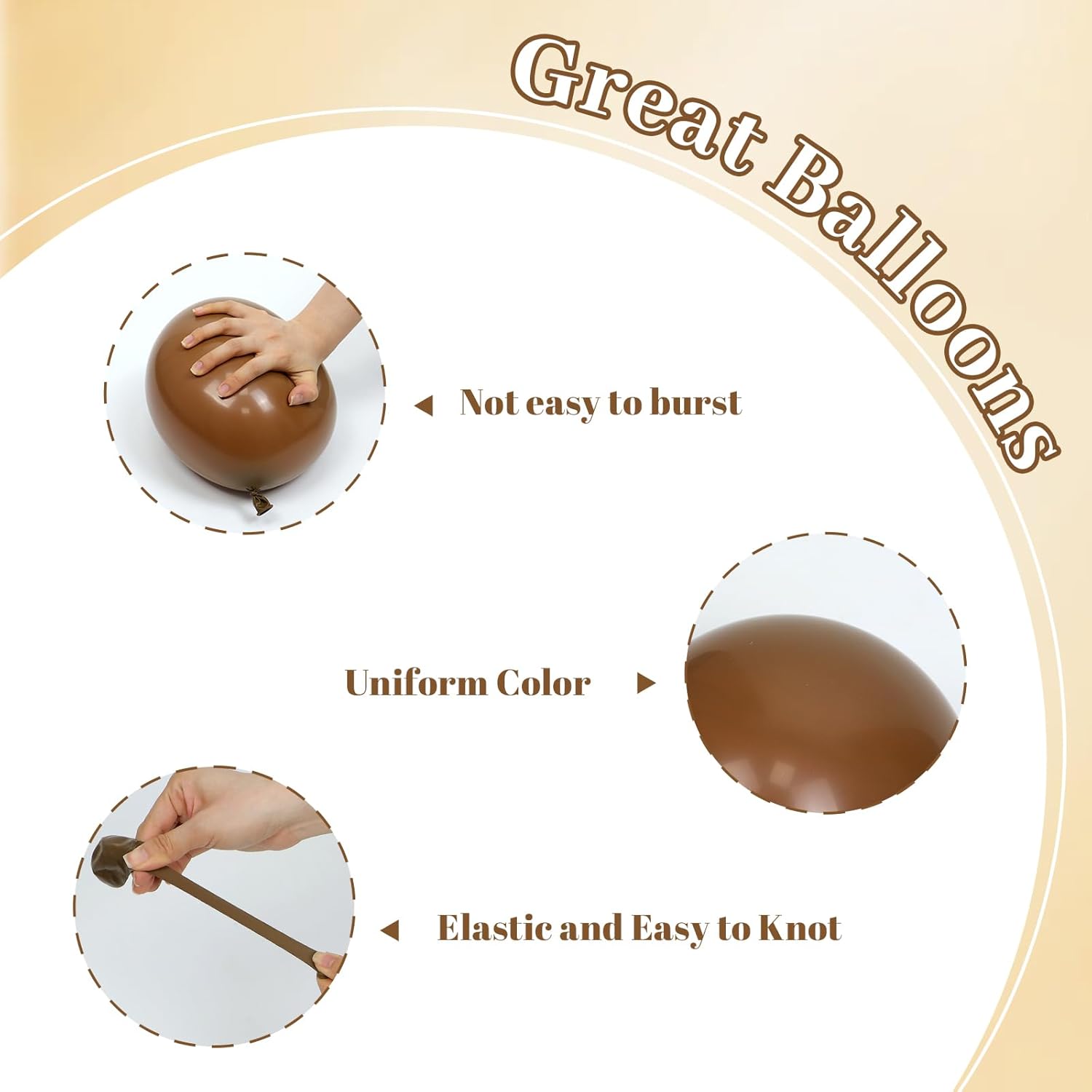 60pcs Brown Balloons 12inch with Light Brown Tan Sand White Metallic Gold Balloons for Boho Neutral Baby Shower Birthday Party Decorations - Image 4