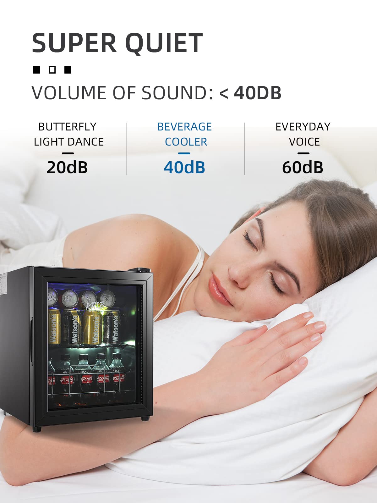 Krib Bling Mini Beverage Refrigerator, 75 Cans Fridge With Double-Layer Tempered Glass, Beverage Cooler With 7 Temperature Adjustable, For Home, Office, Apartment, Dormitory, Black on Fridge.com - View 6